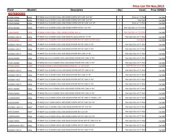 Price List 24th Oct,2012 NOTEBOOKS - Jtcomputers.net