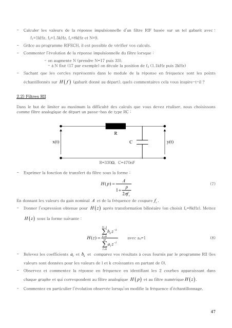 T. P. Traitement du Signal MaÃ®trise E.E.A. - LASC