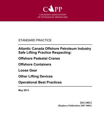 Atlantic Canada Offshore Petroleum Industry Safe Lifting Practice ...