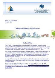 Comune di Milano - Ticket Area C DeducibilitÃ  - ASSOFOOD MILANO