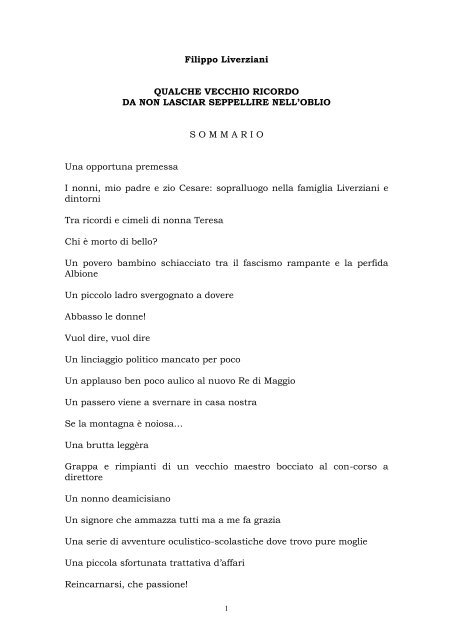 Qualche vecchio ricordo da non lasciar seppellire nell ... - Il Convivio