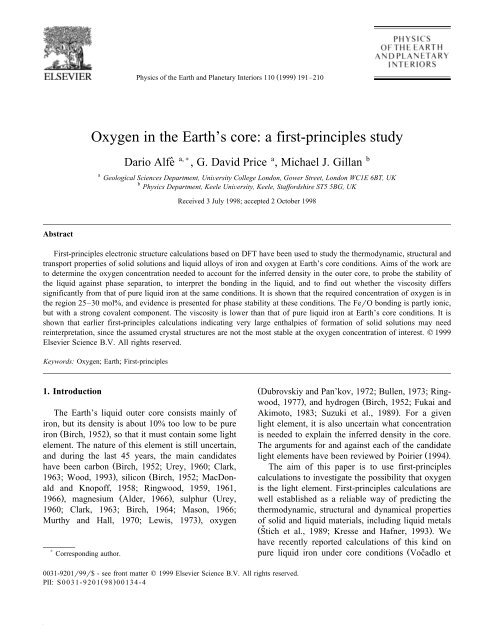 Physics of the Earth and Planetary Interiors 110, 191-210 - UCL