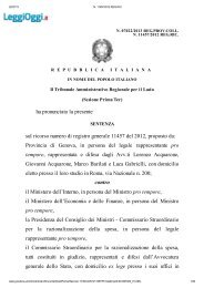 sentenza del giudice amministrativo romano, Sezione I ... - LeggiOggi