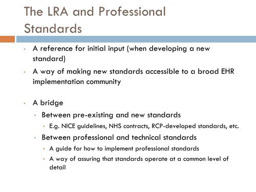 The Logical Record Architecture (LRA) for health and social ... - KITHs