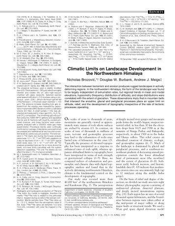 Climatic Limits on Landscape Development in the Northwestern ...