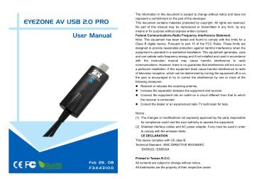 EYEZONE AV USB 2.0 PRO User Manual - Grandtec