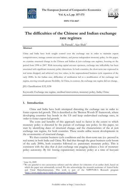 The difficulties of the Chinese and Indian exchange rate regimes