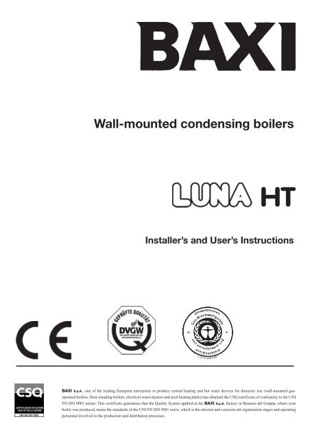 Wall-mounted condensing boilers Installer's and User's ... - AIRCO line