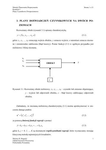 3. PLANY DOÅWIADCZEÅ CZYNNIKOWYCH NA DWÃCH PO ...