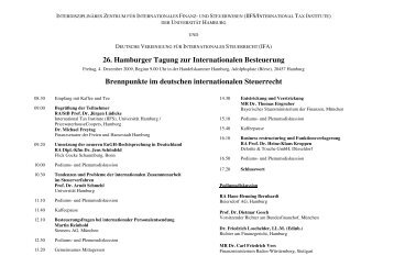 26. Hamburger Tagung zur Internationalen Besteuerung ... - IIFS