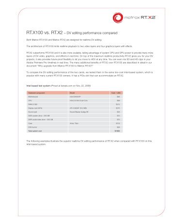 RT.X100 vs. RT.X2 â DV editing performance compared - Matrox