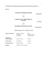 Saint John's Rehabilitation Hospital v. CUPE, Local 790 v ...