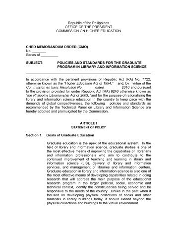 CHED MEMORANDUM ORDER (CMO)