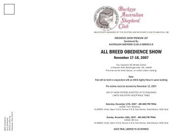 ALL BREED AGILITY TRIAL - Buckeye Australian Shepherd Club