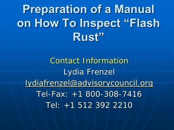 Preparation of a Manual on How To Inspect âFlash Rustâ - NSRP