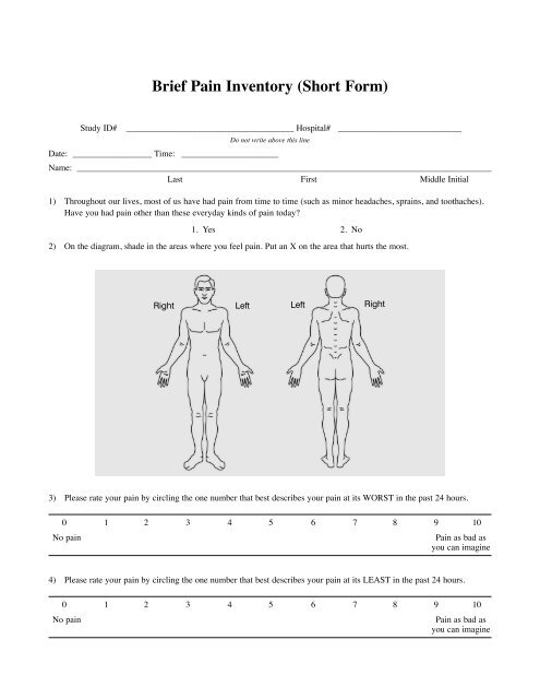 Brief Pain Inventory (Short Form) - Partners Against Pain