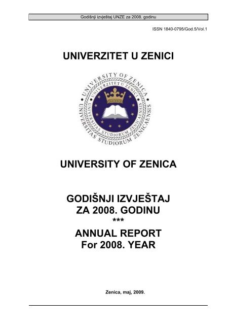 Godišnji izvještaj za 2008. godinu (pdf, 4,26 MB) - Univerzitet u Zenici