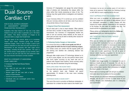 Cardiac CT Patient Information Brochure - Sydney Adventist Hospital