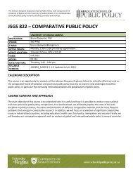 JSGS 822 Ã¢Â€Â“ COMPARATIVE PUBLIC POLICY - Johnson-Shoyama ...