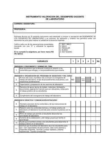 instrumento valoracion del desempeño docente de laboratorio