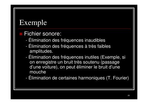 Traitement du signal et Applications cours 6 - Université Paris 8