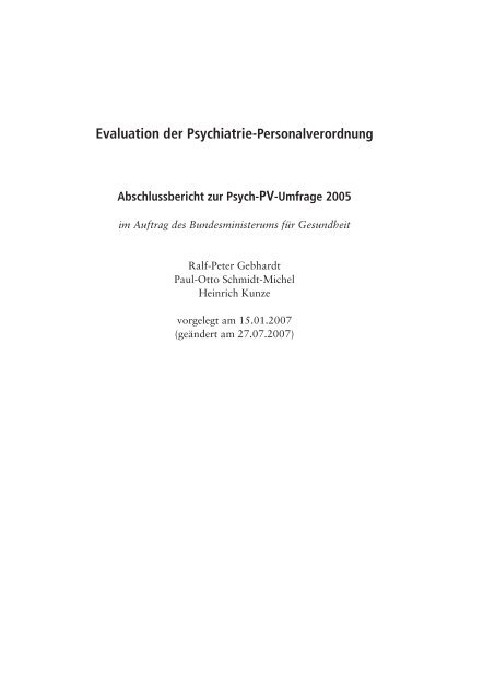 Evaluation der Psychiatrie-Personalverordnung - Aktion Psychisch ...