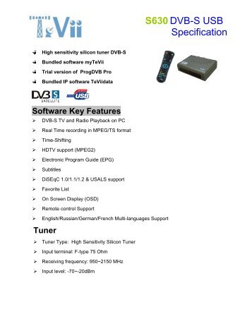 S630DVB-S USB Specification - Tevii