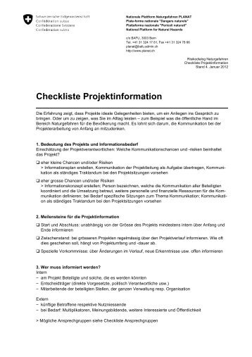 Checkliste Projektkommunikation - Planat