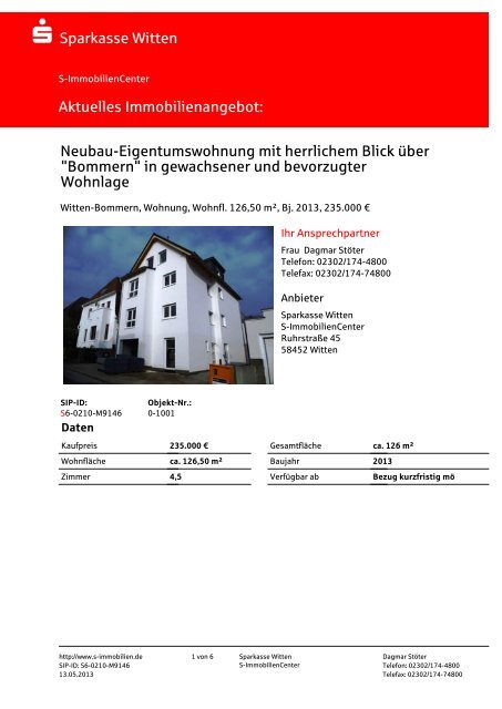 Exposaƒa C Faƒa R Wohnung Witten Bommern Als Pdf Laden Magazin