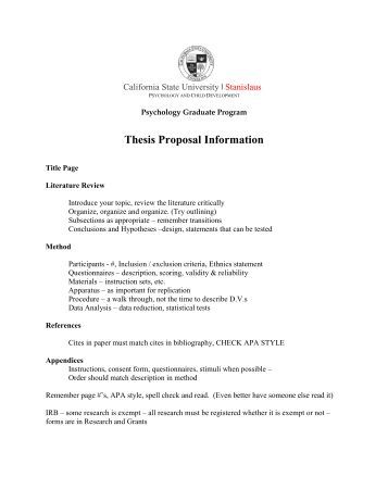 Developing the thesis or dissertation proposal