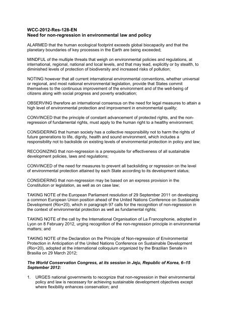 Motion for IUCN Congress - IUCN Portals