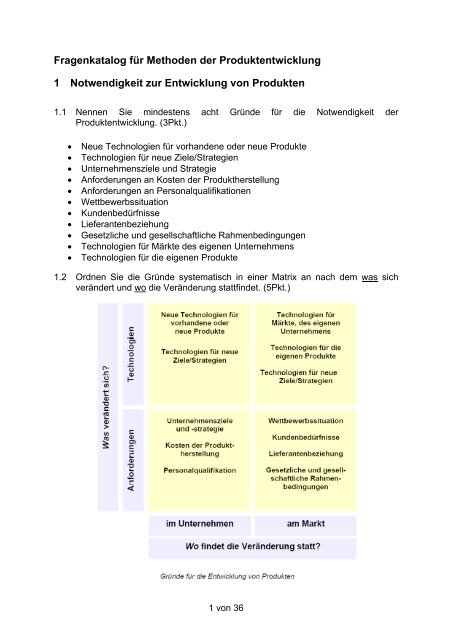 Fragenkatalog für Methoden der Produktentwicklung