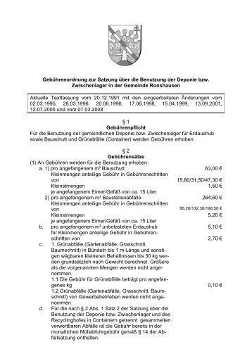 Amtliche Bekanntmachung der Gemeinde Ronshausen