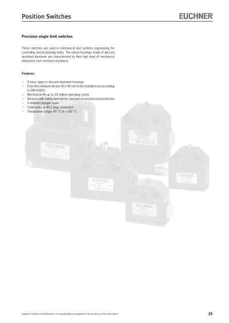 Position Switches - EUCHNER GmbH + Co. KG