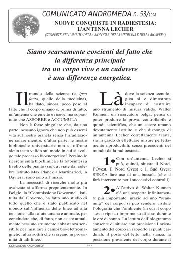 COMUNICATO ANDROMEDA n. 53/1998 Siamo ... - Viveremeglio.org