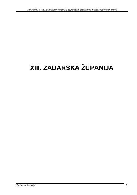 XIII. ZADARSKA ŽUPANIJA