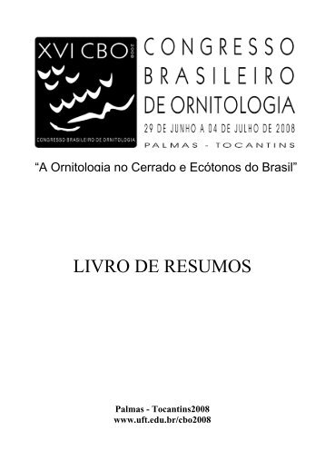 LIVRO DE RESUMOS - Sociedade Brasileira de Ornitologia