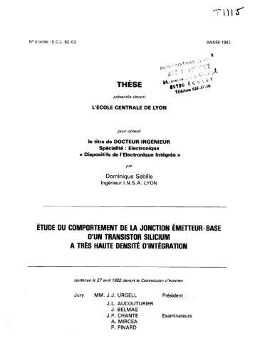 Etude du comportement de la jonction émetteur-base d'un transistor ...