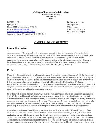 BU-3720: Career Development - Plymouth State University