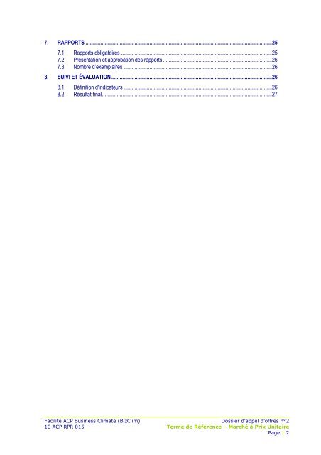 ANNEXE II: TERMES DE REFERENCE - ACP Business Climate