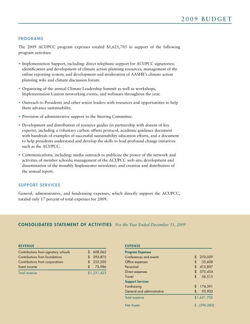 ACUPCC 2009 Annual Report - Climate Commitment