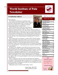 WIP Newsletter 2009 Vol IV Issue 2 - World Institute of Pain