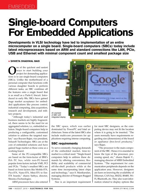 Single-board Computers For Embedded Applications