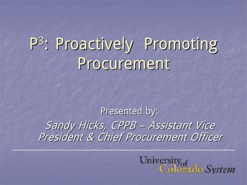 P3: Proactively Promoting Procurement