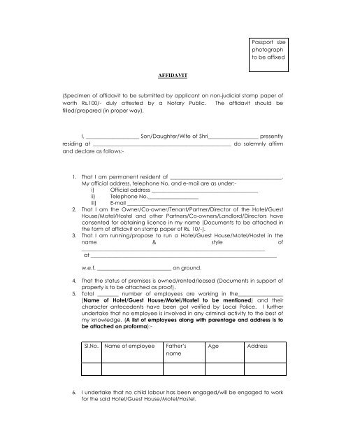 Passport size photograph to be affixed AFFIDAVIT - Delhi Police ...