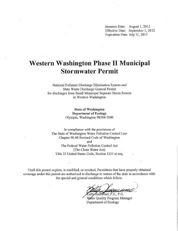 Western Washington Phase II Municipal Stormwater Permit 2012