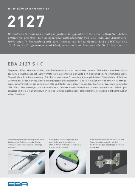 EBA Aktenvernichter Katalog 2012