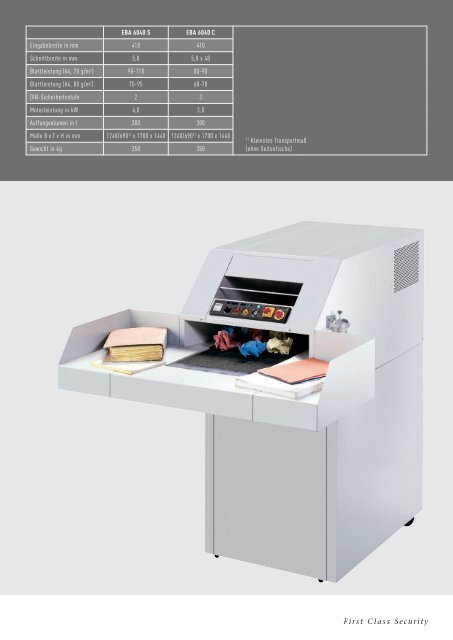 EBA Aktenvernichter Katalog 2012