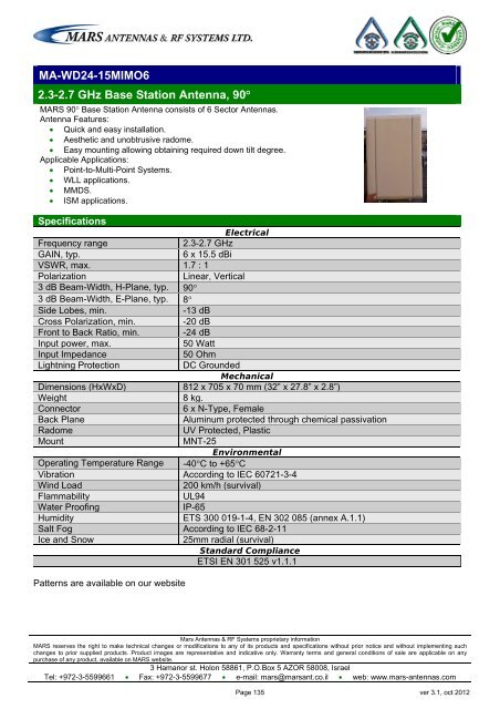 WLL,WLAN,WiFi,WiMAX - Mars Antennas & RF Systems