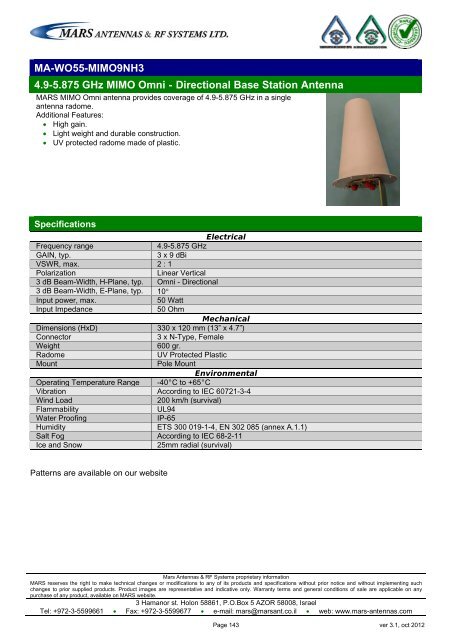 WLL,WLAN,WiFi,WiMAX - Mars Antennas & RF Systems